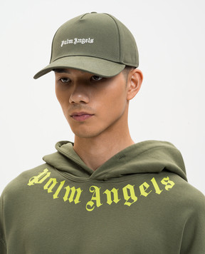 Palm Angels Khaki cap with logo embroidery PMLB104S26FAB005I