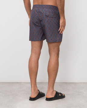 Enrico Mandelli Blue printed swim shorts MARLIN6070
