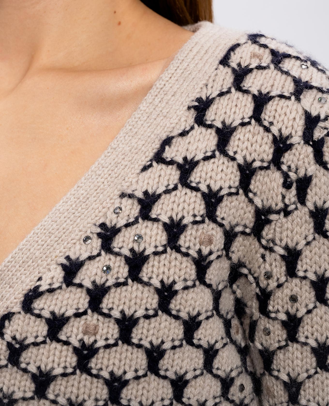 

Beige MXMMASTRO cardigan made of wool and cashmere with a pattern Max Mara