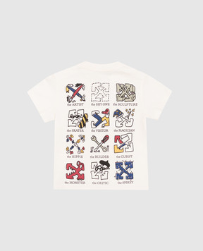 Off-White Children's ivory Multilogo T-shirt 44BXB001F26J002