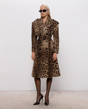 Dolce&Gabbana Brown leopard print trench coat F0Y11TFSFN4