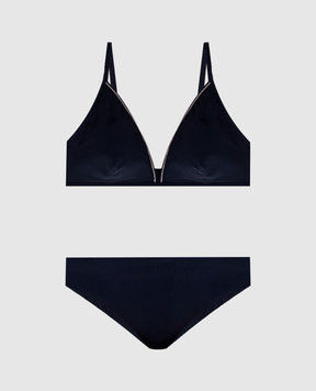 Peserico Blue swimsuit with monil chain S11022C0CC337