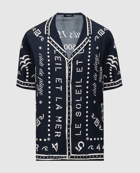 Balmain Blue shirt with print GH0HN130VI80