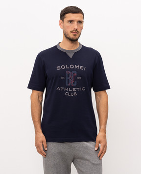 Brunello Cucinelli Blue T-shirt with embroidery M0B131002G