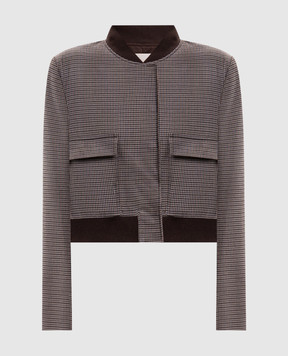 Twinset Brown cropped checked bomber jacket 262TP2633
