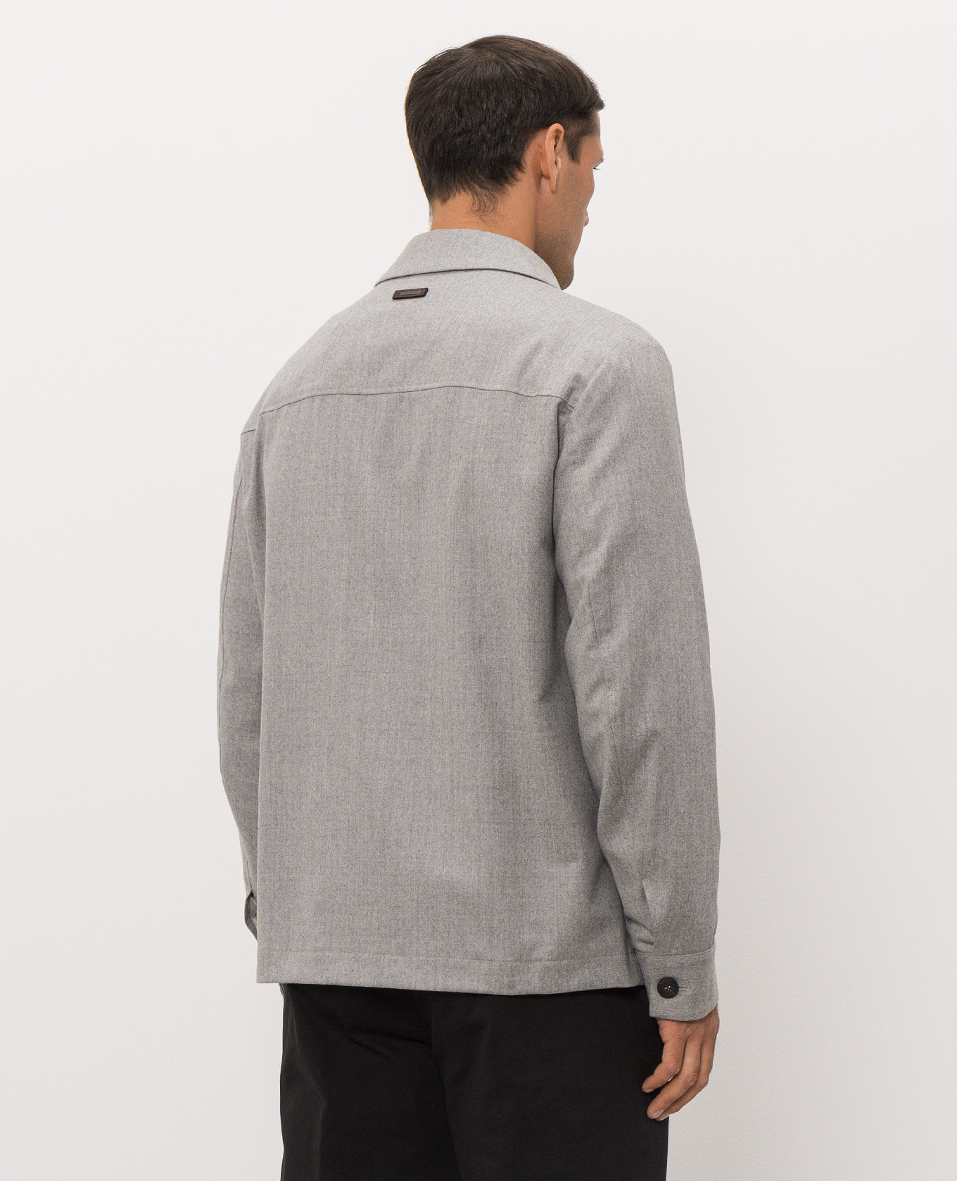 Grey wool shirt with logo patch Peserico 4