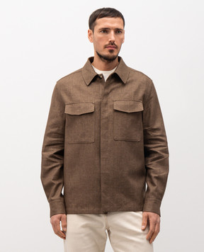 Agnona Brown linen shirt jacket TS09U1YU3047