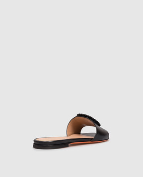 Santoni Black leather flip-flops WHPF72081HA1NWKE
