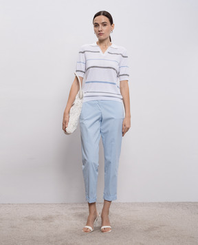 Peserico White striped polo shirt A99092F149173M