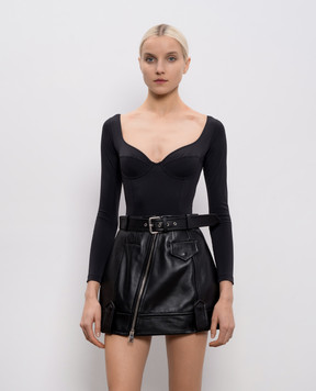 Vetements Black bodysuit with logo embroidery WE76BD408B