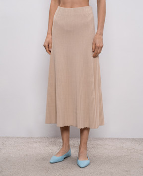 Agnona Beige midi skirt with silk KG110107Q180P