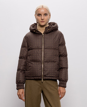 Be Florence Brown down jacket with branded print BE269