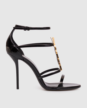 Saint Laurent Cassandre black patent leather sandals 6301091TVKK