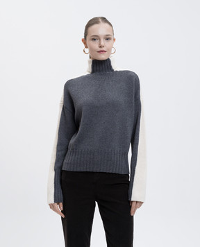 Twinset Grey wool sweater with logo 252TF3023