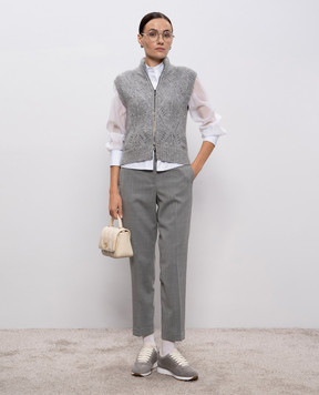 Peserico Gray wool pants with monil chain P0478602660