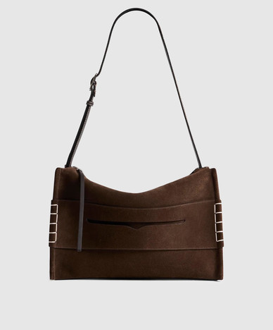 Brown Suede Loafer Bag