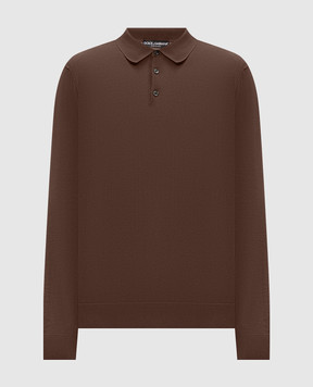 Dolce&Gabbana Brown cashmere polo shirt GXZ25TJBW1W