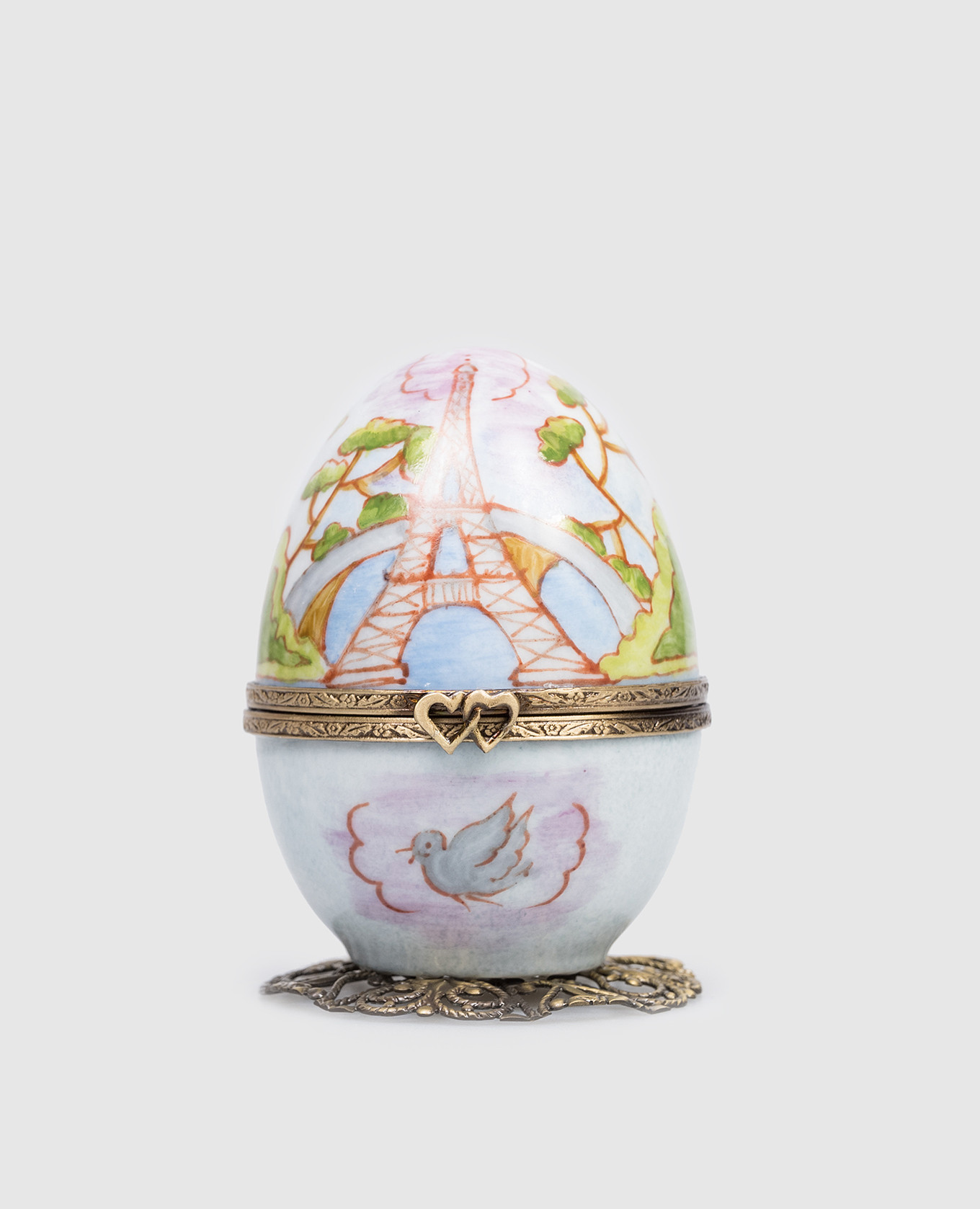 

Blue musical porcelain egg Eiffel Tower Fanex France, Light blue