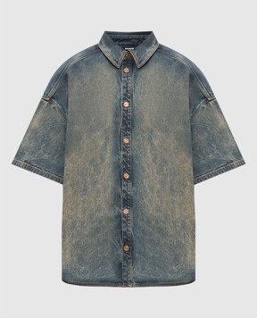 Balmain Blue denim shirt with vintage effect GH1HB050DG10