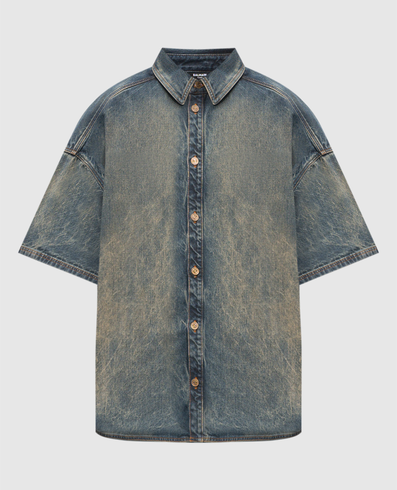 

Blue denim shirt with vintage effect Balmain