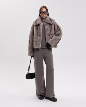 Babe Pay Pls Gray sheepskin coat with turn-down collar 2505TOSKANA