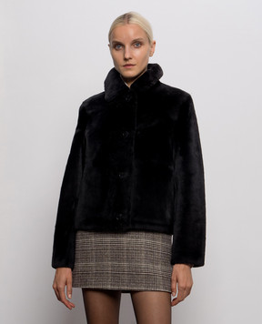 Yves Salomon Black sheepskin coat 22WYV64355MESI