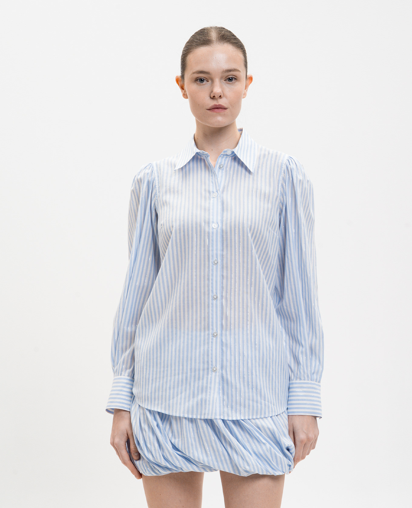 

Blue striped shirt with lurex Twinset, Light blue