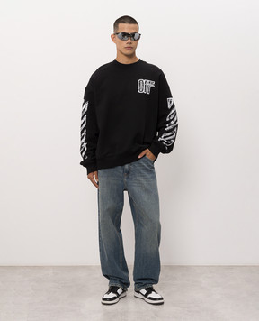 Off-White Black sweatshirt with contrast print 44MBA054F26F007