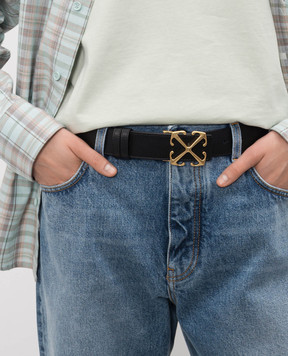 Off-White Black leather belt with Arrow emblem OWRB139C99LEA001