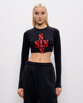 Vetements Black cropped long sleeve Sins WE76LS541B