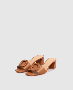 Santoni Brown leather mules with buckle WHNA72080HA2NWKE