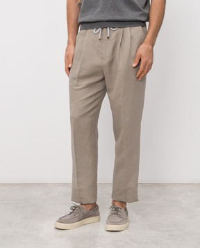 Brunello Cucinelli Khaki linen pants MH255E1710