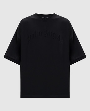 Palm Angels Black T-shirt with logo PMAA10QS26JER001