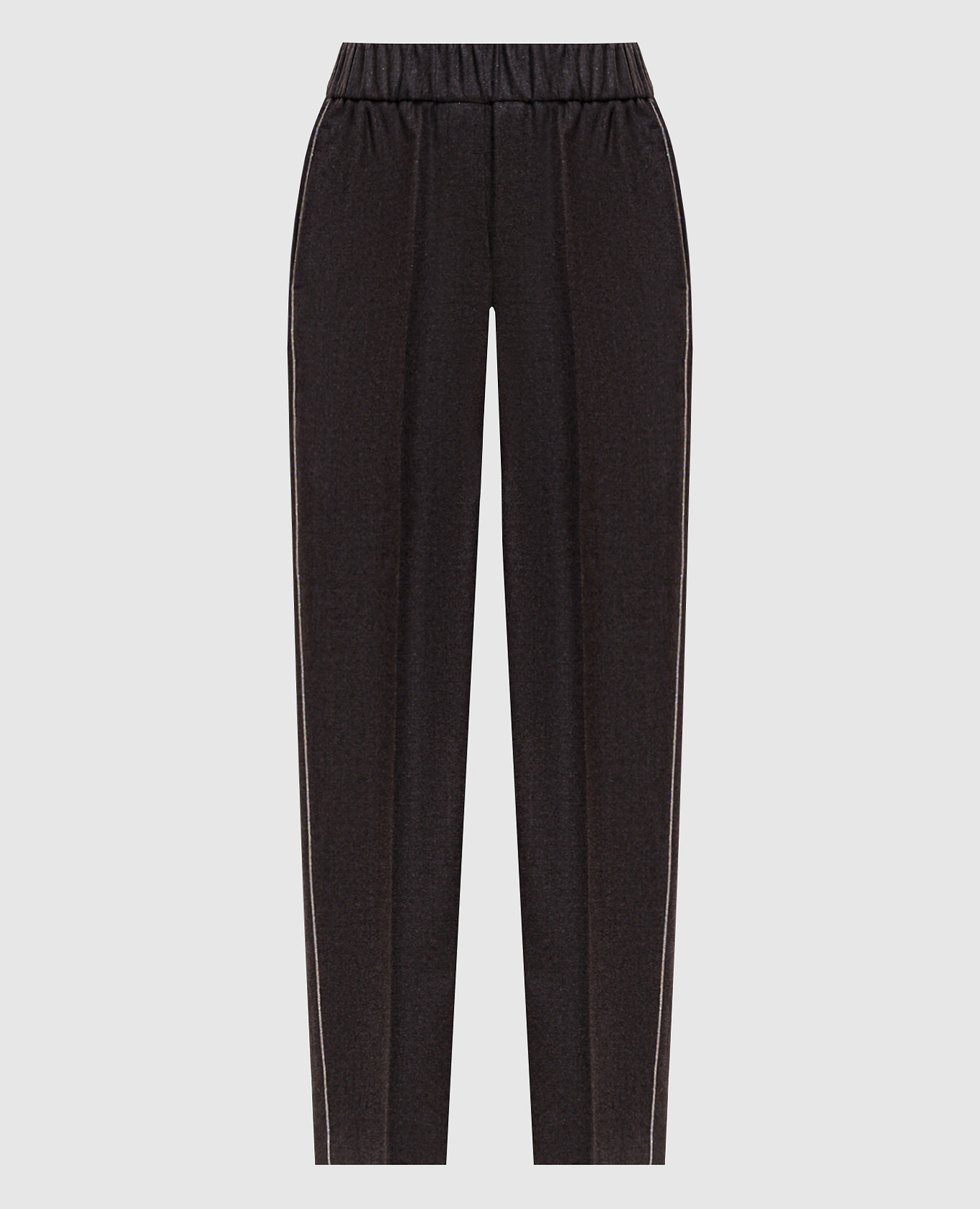Brown wool pants with monil chain