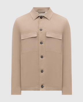 Peserico Brown linen shirt jacket R5225502597