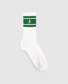JW Anderson White socks with monogram logo KW1530YN0509m