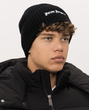 Palm Angels Black hat with contrasting logo embroidery PAMLC002KN001