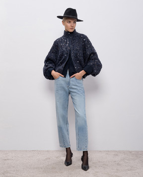 Brunello Cucinelli Blue shirt with a monil chain M0091MY506
