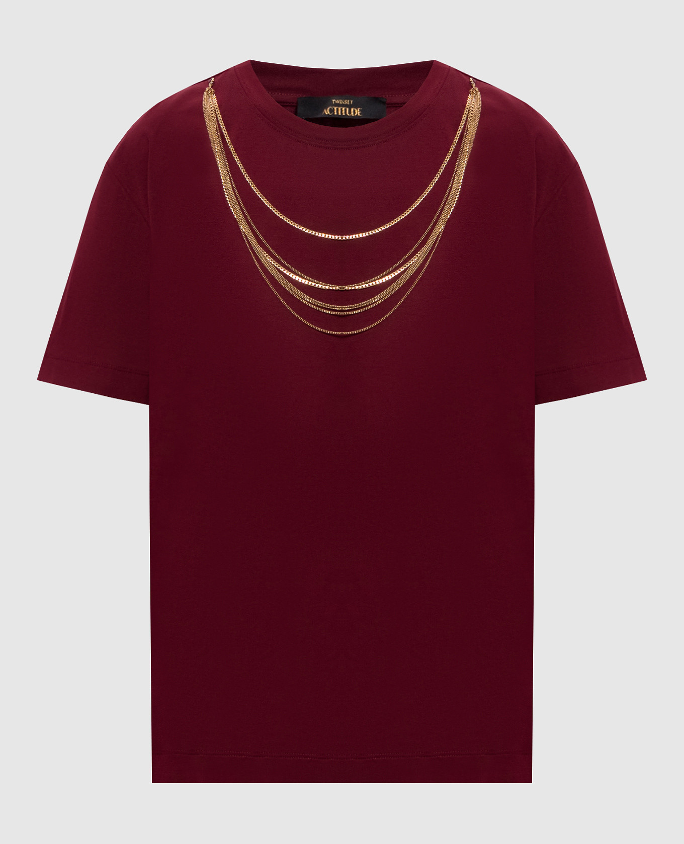 Burgundy T-shirt with chains