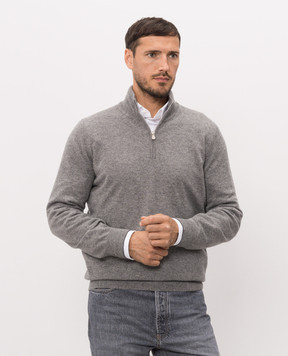 Brunello Cucinelli Gray cashmere jumper with zipper M2200124