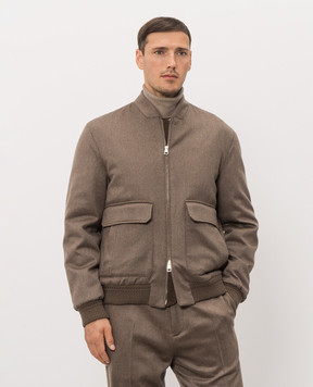 Brett Johnson Brown cashmere bomber jacket FW26O9ZE992CHE