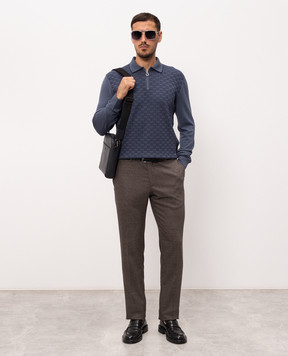 Stefano Ricci Blue wool and silk polo shirt KE06018P30E26304