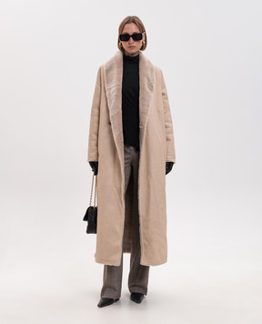 Yves Salomon Beige double-sided sheepskin coat 27WYM61230MERL