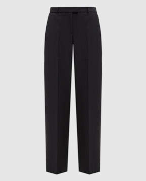 Alexander McQueen Navy Bumster Pants with Striped Wool 869015QJAF4
