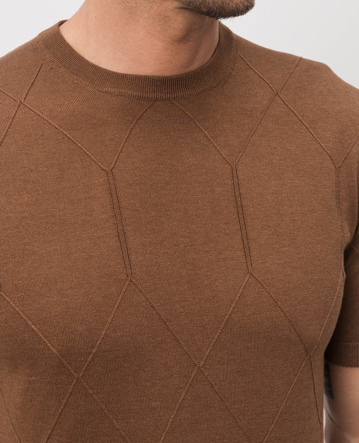 

Brown silk t-shirt with geometric pattern Enrico Mandelli