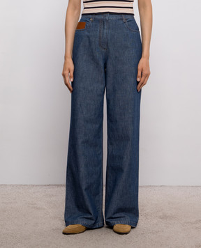 Fendi Blue jeans with logo patch FLP863AW8H