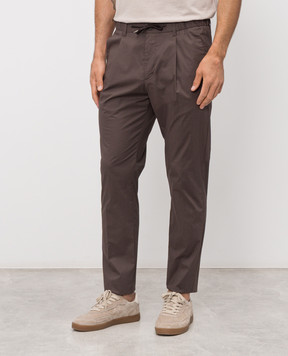 Herno Brown pants with metal logo plate PT000166U13164Z