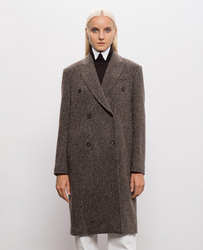 Brunello Cucinelli Brown double-breasted patterned coat MG5669994