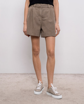 Brunello Cucinelli Brown denim shorts with linen ML996P5761