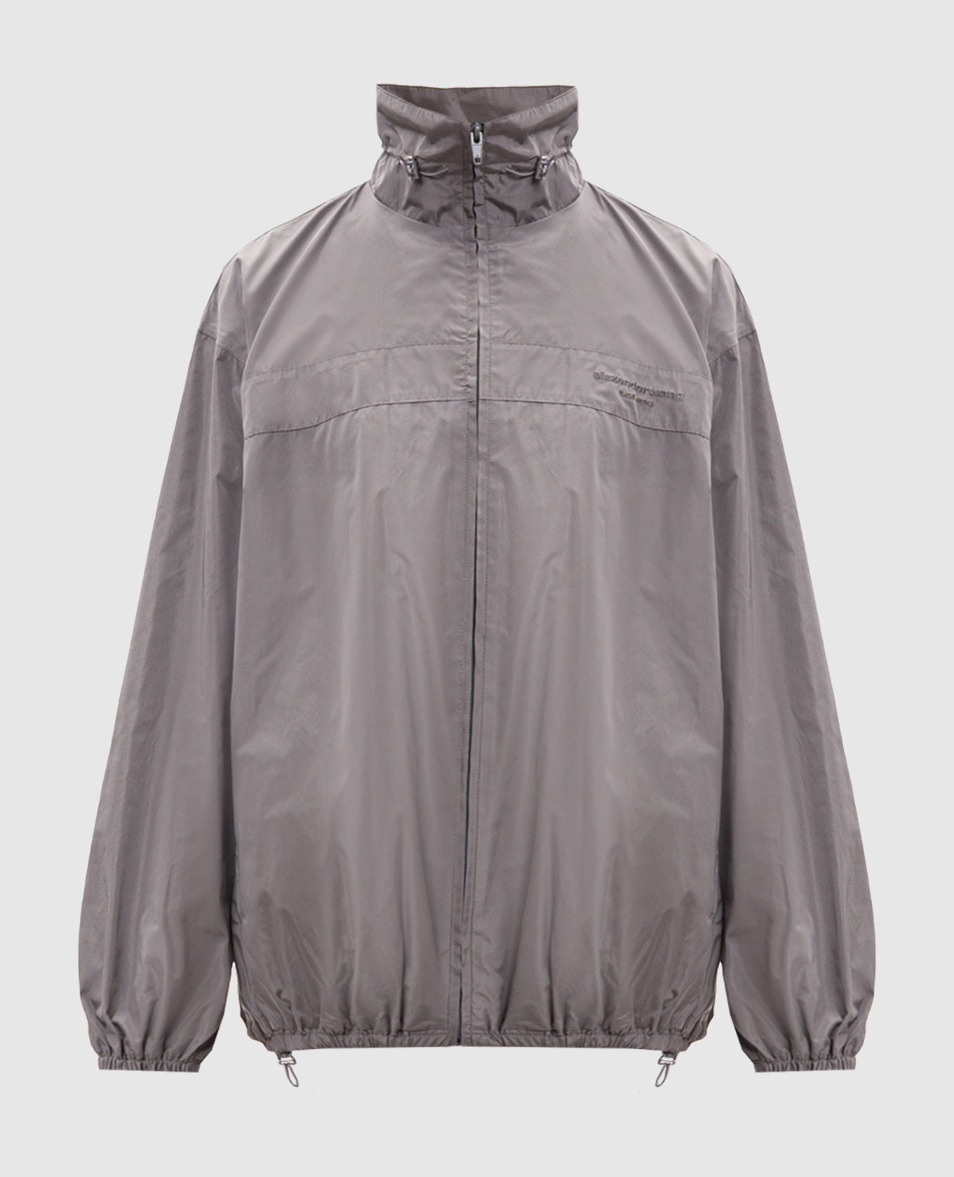 Grey windbreaker with logo embroidery